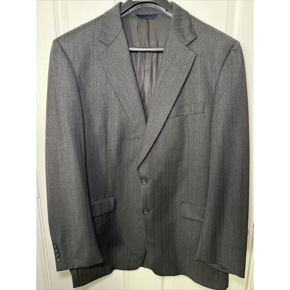 Burberry Wool Sport Coat Blazer Suit Jacket Size 44L Gray London Kensington